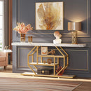 Axyaa 70.9" Gold Console Table with Storage - Modern 4 Tier Sofa Table