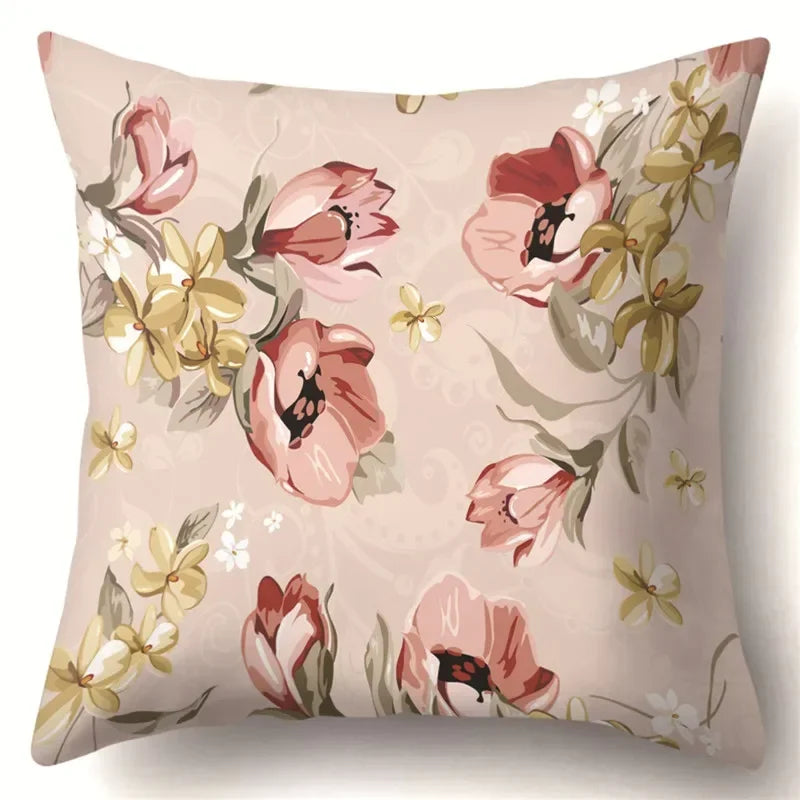 Axyaa Tree Flower Plant Landscape Print Pillow Cover 45X45CM