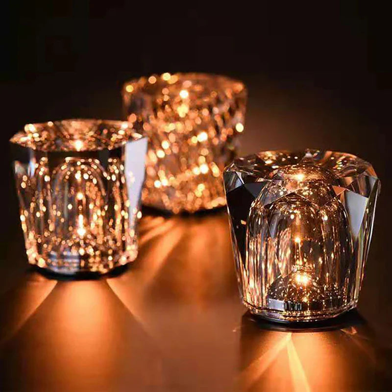 Axya Crystal LED Table Lamp: Rechargeable, Decorative & Atmosphere-Enhancing