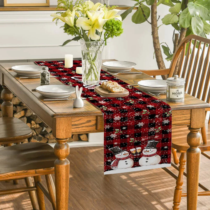Axyaa Snowman Snowflake Table Runner Home Decor & Party Essential