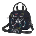 Compact Colorful Joystick Game Lunch Bag by Axyaa - Shoulder Strap, Reusable Lunch Box for School & Work