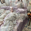 Axyaa Princess Floral Ruffles Bedding Set with Soft Duvet Cover, Bed Sheet, Pillowcases