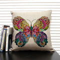 Axyaa Butterfly Linen Cushion Cover - Home Decor Pillowcase for All Seasons