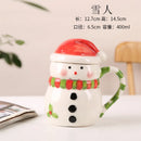 Axyaa Santa Claus Ceramic Mug with Lid, Christmas Gift for Office, Home - Couple Water Cup