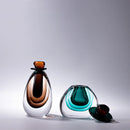Axyaa Double Stained Glass Vase with Lid - Gradient Flower Vase & Terrarium