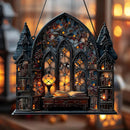 Axyaa Gothic House Window Pendant Wall Ornament with Book & Lantern Design