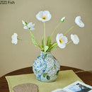 Blue White Ceramic Vase Set Axyaa Artistic Flower Vessels Hydroponic Dried Flower Vases