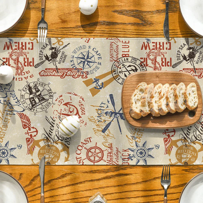 Nautical Style Table Runner for Farmhouse Kitchen Decor by Axyaa