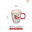 Axyaa Red Flower Bird Plates & Mugs: European Style Ceramic Tableware