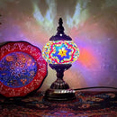 Axyaa Vintage Turkish Mosaic Table Lamp Handcrafted Glass Night Light