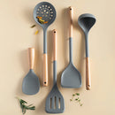 Axyaa Silicone Kitchen Utensils Set with Wooden Handle - Non-stick Cookware Tools