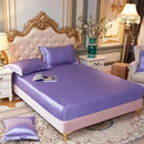 Axyaa Satin Silky Fitted Bed Sheet Set - Luxury Solid Color Sheets & Pillow Cases