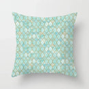 Light Blue Green Mint Geometric Print Boho Pillowcase Set by Axyaa