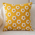 Axyaa Daisy Floral Cushion Cover - White Embroidered Pillow Cover (45x45cm/30x50cm)