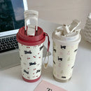Axyaa Cherry Cat Tumbler 500ml Stainless Steel Thermal Cup with Straw