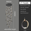 Axyaa Black Gold Chandelier Modern Minimalist Luxury Lighting for Duplex Staircase Lamp