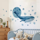 Axyaa Watercolor Whale Wall Decals | Ocean Medusa Animal Stickers | Under the Sea Nursery Decor