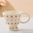 Axyaa Ceramic Breakfast Cup Goblet Mug Oat High Value Small Fresh Floral Cream
