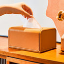 Axyaa Waterproof Leather Tissue Box Cover Napkin Holder for Home, Car, Office
