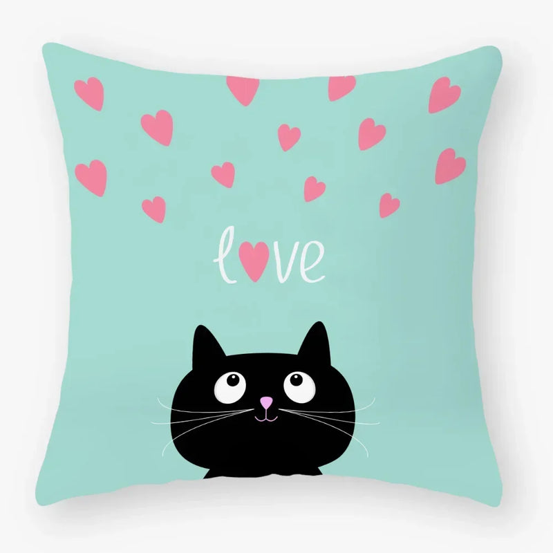 Axyaa Black Cat Pillowcase 45*45 Sofa Car Home Decor Cushion Cover
