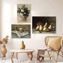 Axyaa Neutral Rose Fruit Botanical Posters Canvas Wall Art Print - Farmhouse Kitchen Decor