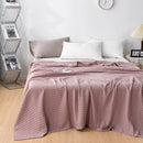 Axyaa Summer Waffle Plaid Cotton Bed Blanket in Green Pink Color