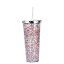Axyaa Glitter Double Layer Sippy Cup, Large Capacity Reusable Coffee Milk Tea Cup