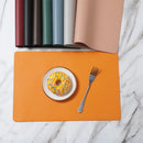 Axyaa Orange Faux Leather Square Place Mats Set for Kitchen Dining Decor