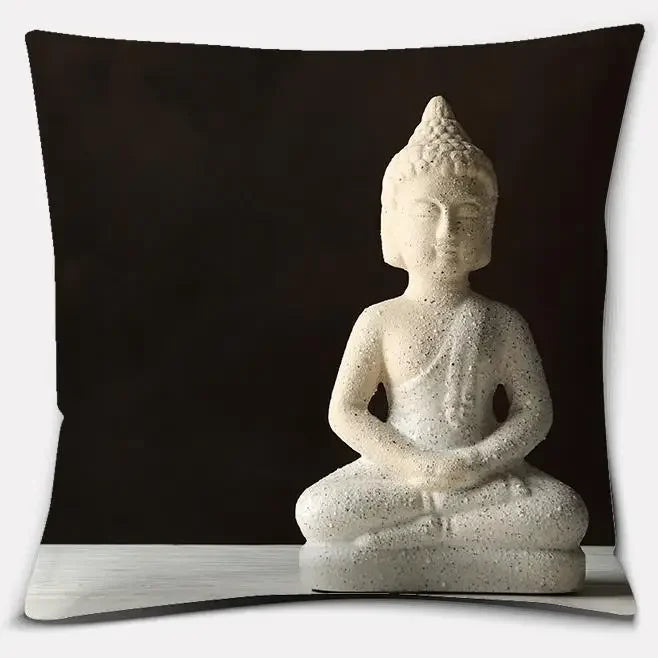 Buddha Zen Stone Flower Pillow Case for Home Office Decor Sofa Cushion Cover.
