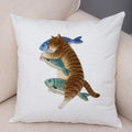 Axyaa Cartoon Cat Decorative Cushion Cover for Home, Sofa, Kids Room