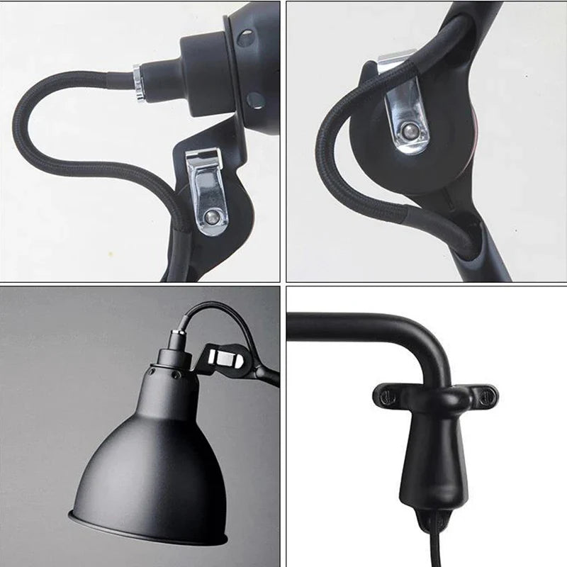 Axyaa Rotatable Vintage Wall Sconce with Black Lampshade