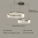 Axyaa Acrylic Ring LED Pendant Light Minimalist Circle Chandelier - Modern Living Dining Bedroom Lighting