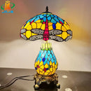 Axyaa Dragonfly Tiffany Table Lamp American Style Glass Retro E27 Bedroom Decor