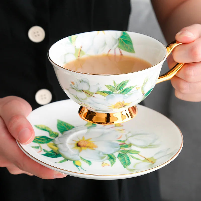 Axya Deluxe Bone Coffee Set: Pot, Teapot, Cup, Saucer, Milk Pot, Sugar Bowl