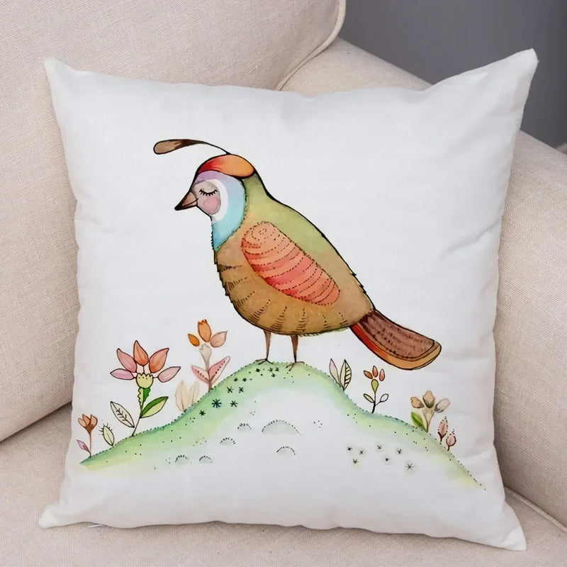 Axyaa Cartoon Parrot Pillowcase with Birds and Flowers 45x45cm