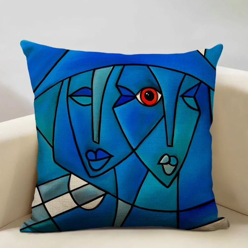Nordic Style Abstract Painting Girl Cushion Cover by Axyaa