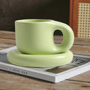 Axyaa Splash Ink Ceramic Mug with Saucer, 400ml