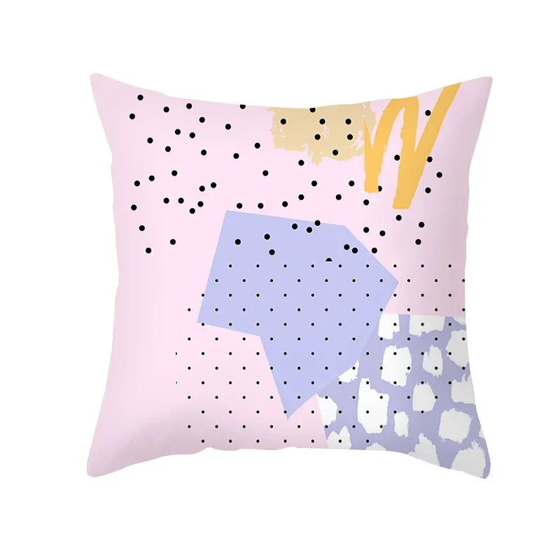 Axyaa Pink Blue Abstract Plants Floral Pillows Case - Modern Art Decor Sofa Couch