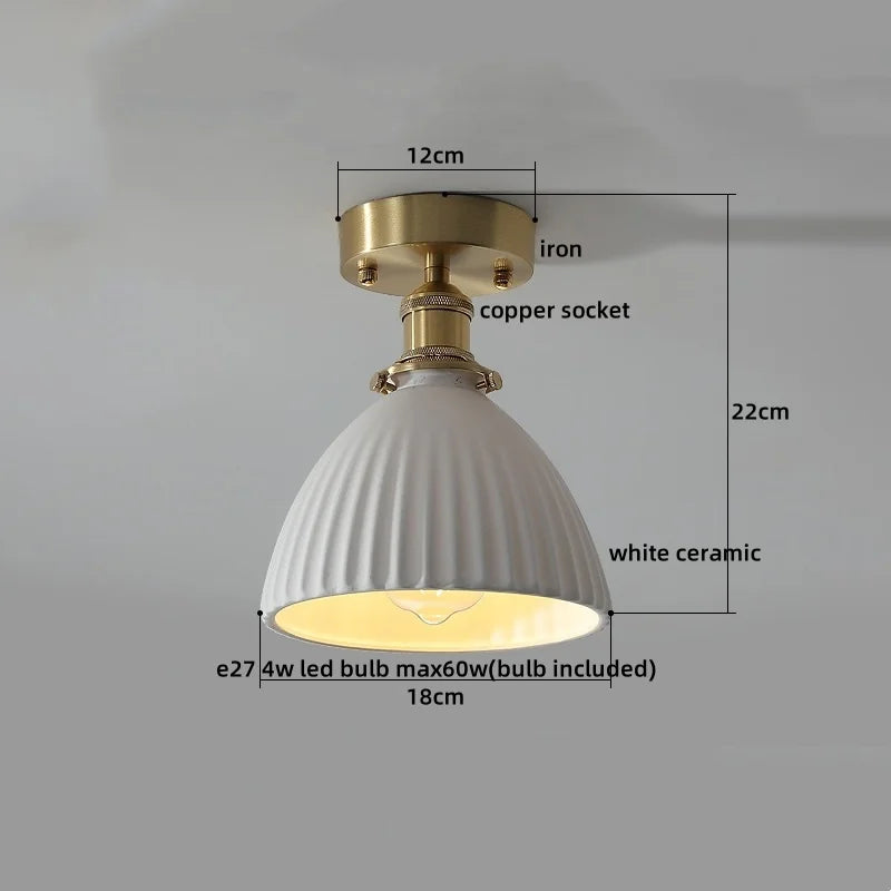 Axyaa Modern Ceramic LED Ceiling Lamp White for Porch & Balcony
