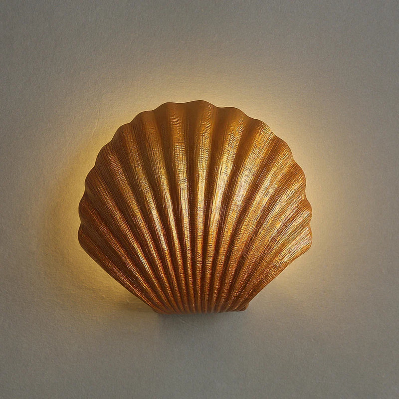 Axyaa Modern Sea Shell LED Wall Lamp Resin Shade Indoor Light Bedroom Decor