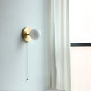 Axyaa Glass Ball LED Wall Lights with Pull Chain Switch, Copper Beisde Lamp