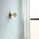 Axyaa Glass Ball LED Wall Light with Pull Chain Switch - Copper Finish