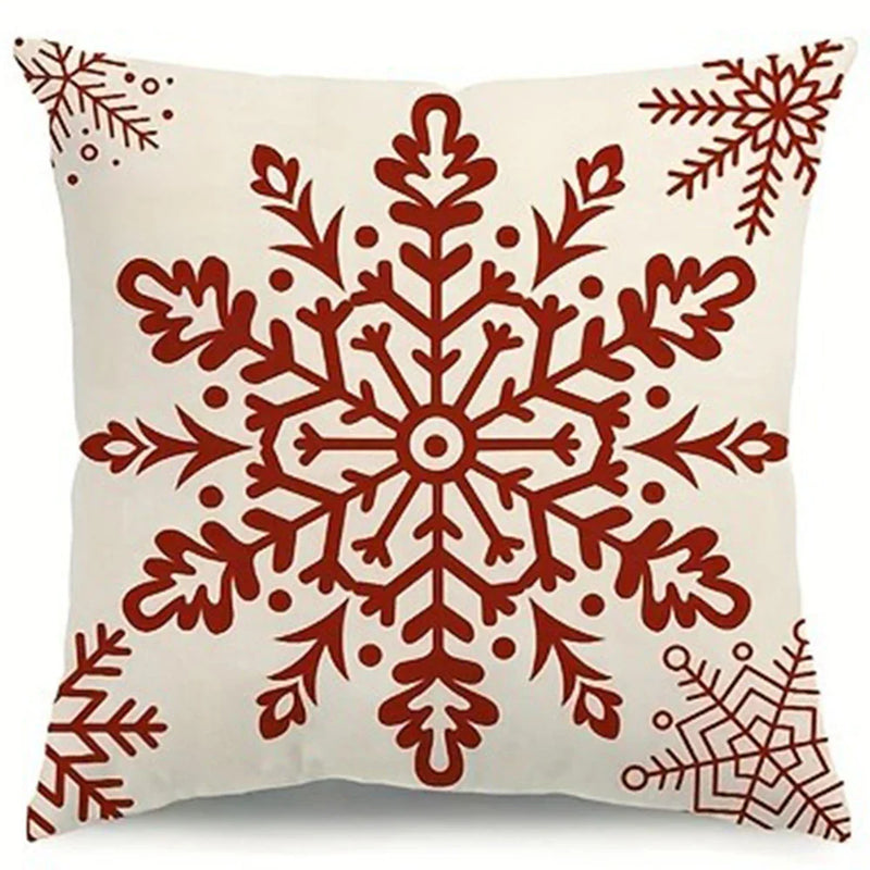 Axyaa Red Snowflake Christmas Tree Pillowcover for Festive Living Room Decor