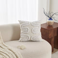 Cream Woven Tufted Pillowcase with Beige Tassel Embroidery by Axyaa