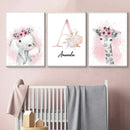 Giraffe & Lion Nursery Wall Art Prints by Axyaa