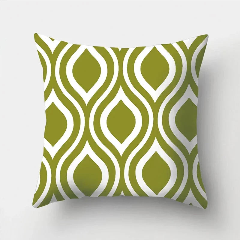 Army Green Geometric Printed Pillowcase by Axyaa for Living Room and Bedroom Decor