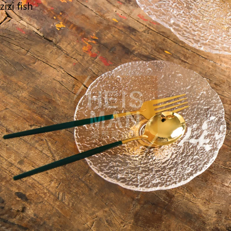 Axya Glass Plates Salad Bowl Cake Stand Dessert Bowl Dim Sum Dish Tray