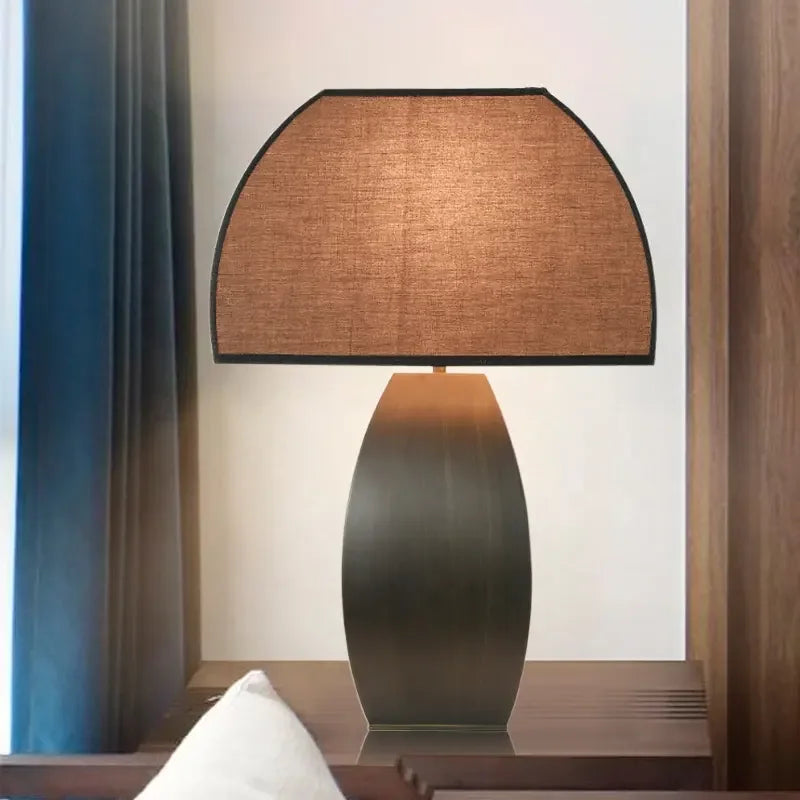 Axyaa Nordic Resin Desk Light with Handmade Fabric Shade and LED Table Lamp