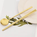 Axyaa Stainless Steel Dinnerware Set: Sushi Chopsticks, Soup Spoon, Flatware - Matte Finish