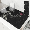 SpaceRose Absorbent Mat: Axyaa Astronaut Kitchen Drying Mat & Bathroom Drain Pad